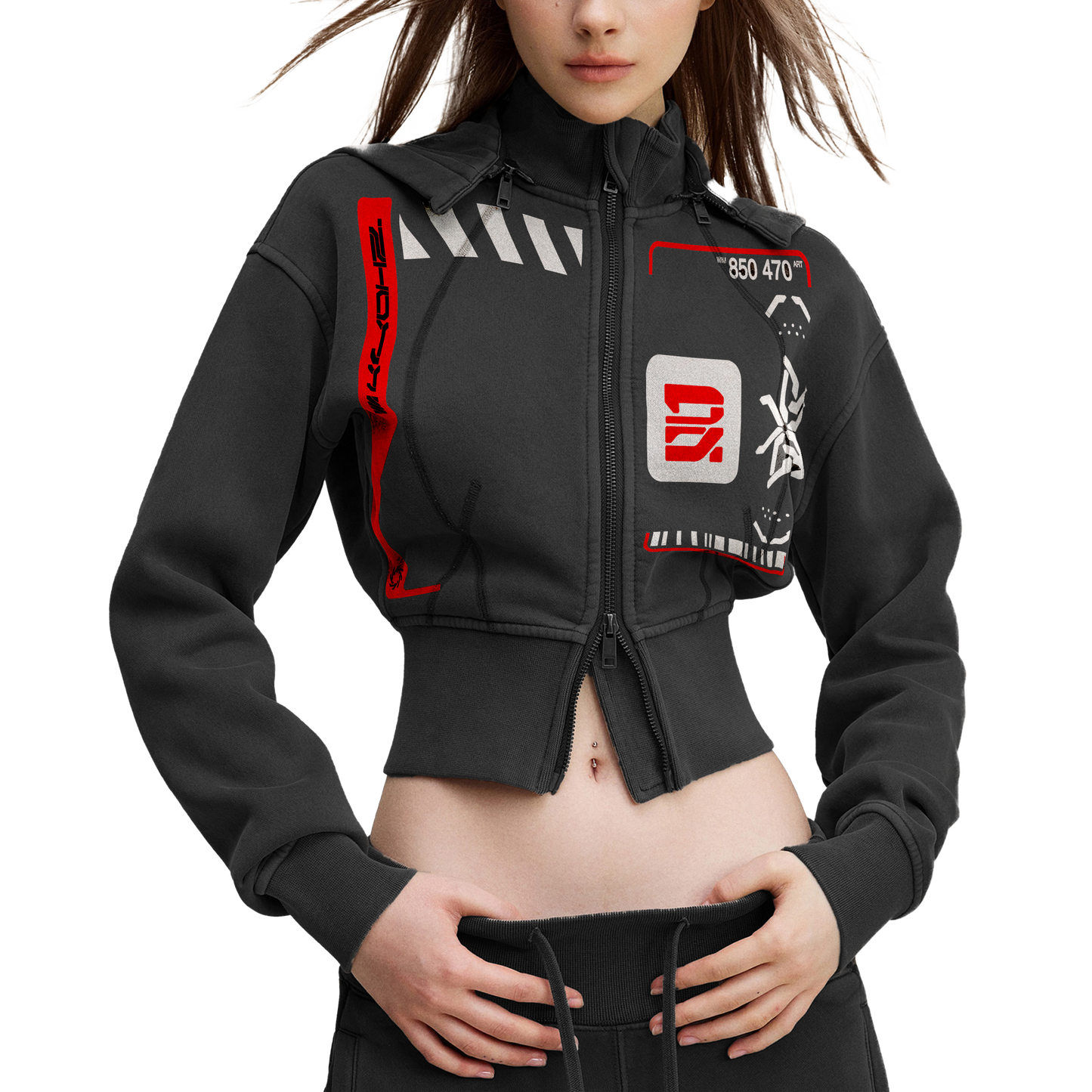 Attack Vector Cropped Fleece Hoodie