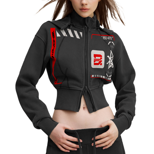 Attack Vector Cropped Fleece Hoodie