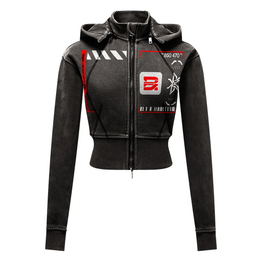 Attack Vector Cropped Fleece Hoodie